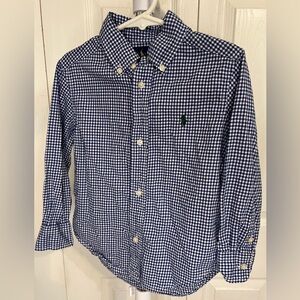 Ralph Lauren Polo Boys 3 3T Blue Gingham Plaid Button Down Shirt